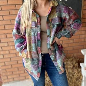Oversized Multi Color Plaid Shacket